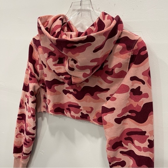 Champion Reverse Weave Women’s Classic Camo Hoody Cropped Large Pink - Picture 5 of 7